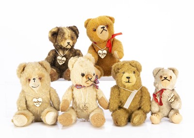 Lot 131 - Six Herman type post-war small Teddy Bears