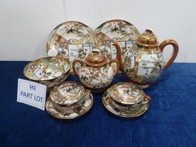 Lot 38 - A c1950s Japanese porcelain Satsuma palette tea set for eleven