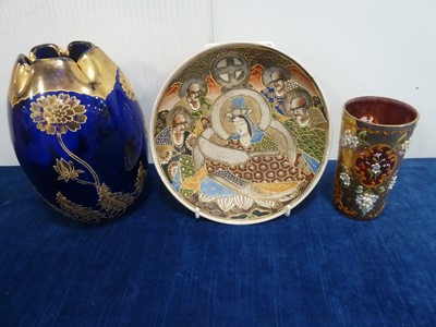 Lot 40 - An Art Deco period Japanese earthenware Satsuma style dish