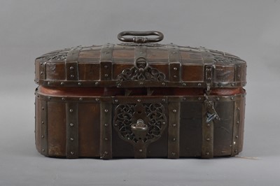 Lot 125 - An 18th century continental wooden Iron Bound Strong box
