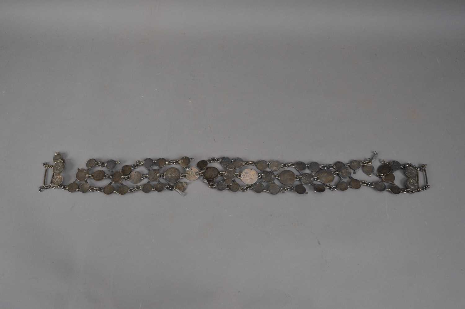 Lot 145 - A Victorian and later silver coin belt