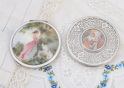Lot 458 - Two circular silver compacts