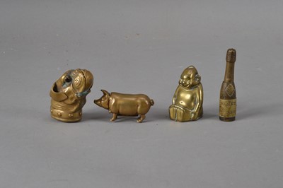 Lot 172 - Three Victorian and later brass novelty vesta cases