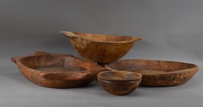 Lot 185 - Four 19th century and later treen bowls