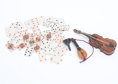 Lot 574 - An 19th century cardboard sweet box in the form of a cello