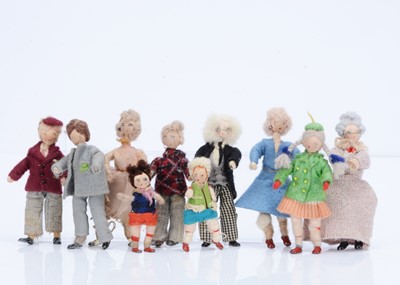 Lot 596 - Ten Grecon dolls’ house dolls