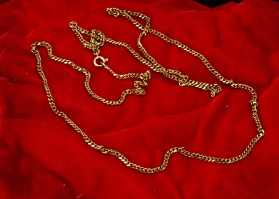 Lot 207 - A continental 14k marked yellow gold curb linked necklace
