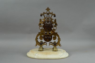 Lot 93 - A 19th century brass skeleton clock