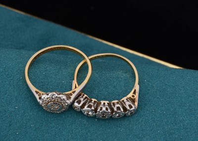 Lot 65 - Two 18ct gold and platinum set dress rings