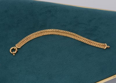 Lot 177 - A continental 14k marked flattened linked bracelet