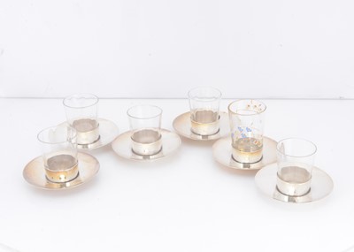 Lot 412 - A set of six small Edwardian silver beaker holders