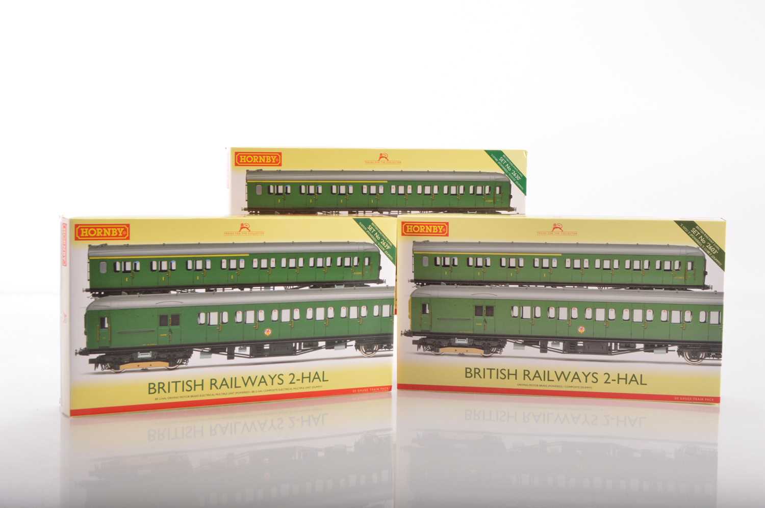 Lot 99 - Three Hornby 00 Gauge boxed BR SR green 2-HAL EMU 2-Car Sets (3)