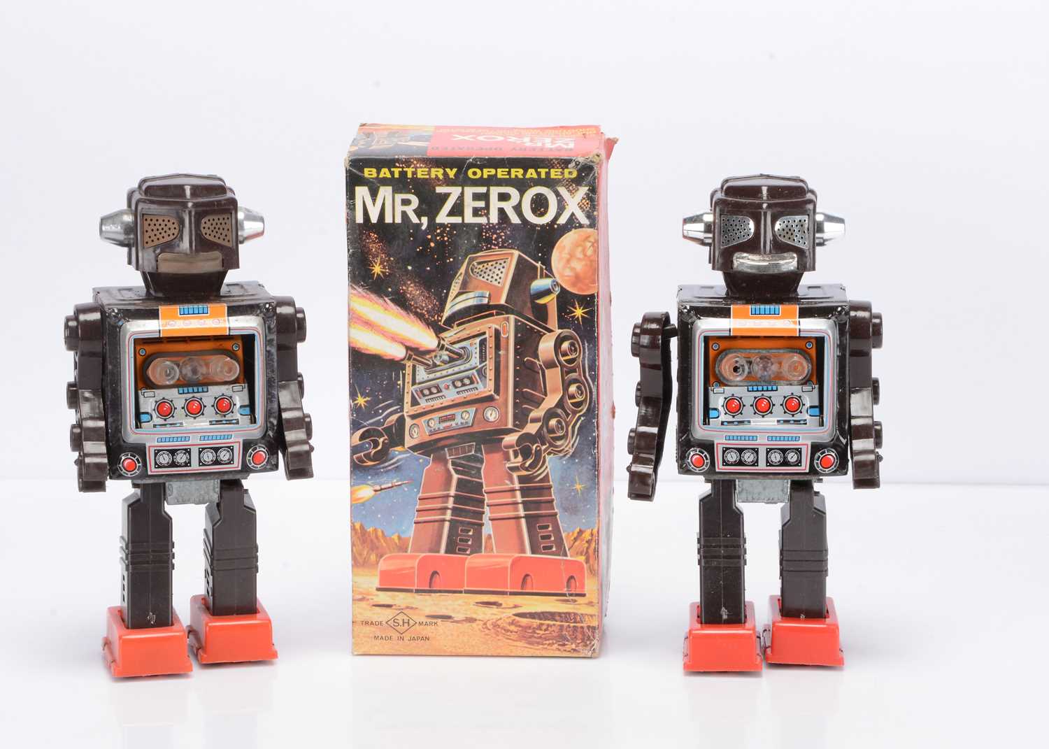 Lot 448 - Horikawa (Japan) Tinplate & Plastic Battery-Operated Mr Zerox Robots