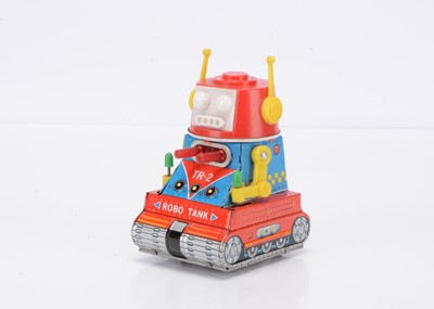 Lot 450 - A Nomura (Japan) Tinplate & Plastic Battery-Operated Mini Robo Tank TR-2