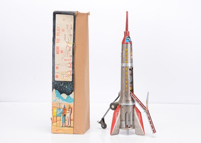 Lot 455 - A Masuya Toy (Japan) Tinplate Friction Drive Moon Rocket