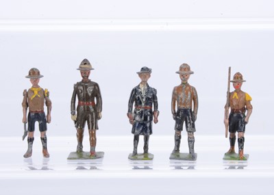 Lot 538 - Britains Scouts (3) with Scoutmaster and Girl Guides Mistress