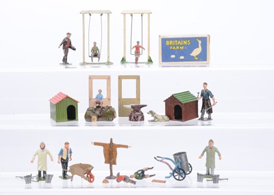 Lot 546 - Britains farm and garden items comprising boy on swing (2)