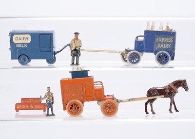 Lot 581 - Charbens dairy and milk vans comprising horse drawn UNITED DAIRIES cart in orange and white