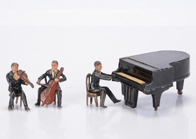 Lot 583 - Charbens Musical Trio comprising pianist (missing hands) with piano