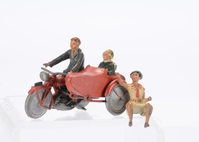 Lot 596 - Britains rare pre WW2 only Motorcycle and Sidecar