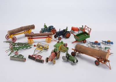 Lot 600 - Selection of farm tractors and tractor-drawn implements by various makers including Benbros and Charbens comprising Britains Fordson Major Tractor (Rubber Tyres)