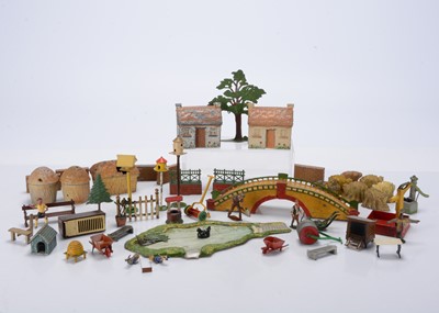Lot 603 - A lot of farm and country accessories by various makers including F G Taylor and John Hill comprising Charbens Village Bridge