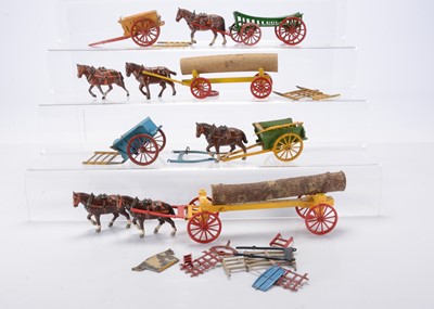 Lot 604 - A selection of horse drawn farm wagons by Charbens and Benbros consisting of Charbens single-horse log wagon