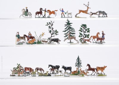 Lot 613 - 19th Century demi-ronde lead farm and country figures - probably German by Haffner or similar