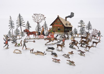 Lot 614 - 35mm scale demi-ronde Bavarian Hunting Scene - probably by Spenkuch