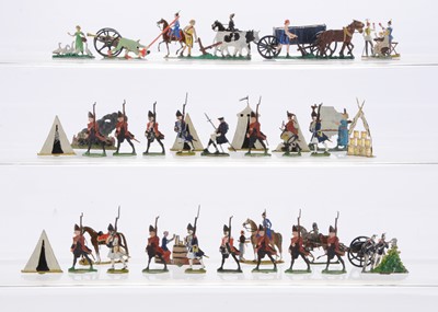 Lot 617 - A lot of military themed flats - probably by Heinrichsen of Germany - comprising Prussian military camp scene with tents