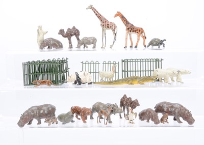 Lot 620 - Britains metal Zoo items comprising curved (8) and straight (4) fence