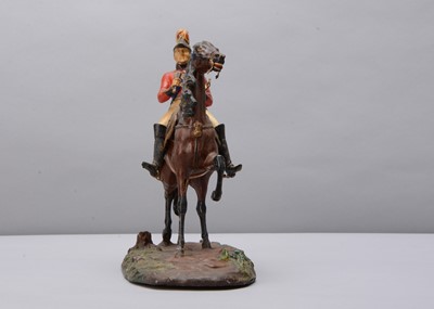 Lot 25 - A mid 19th century Thüringen papier-mâché figure of the Duke of Wellington riding Copenhagen