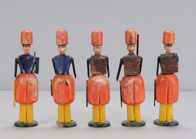 Lot 94 - Five late 19th century German wooden Zouaves, probably Seiffen/Olbernhau region