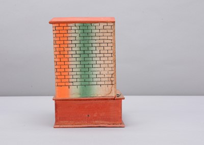 Lot 376 - A mid 19th century Thüringen papier-mâché and wood blacksmith’s forge mechanical toy