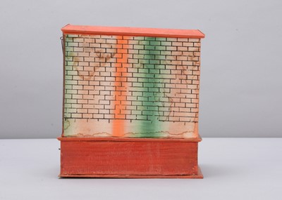 Lot 376 - A mid 19th century Thüringen papier-mâché and wood blacksmith’s forge mechanical toy