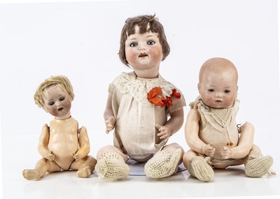 Lot 225 - Three German bisque headed babies