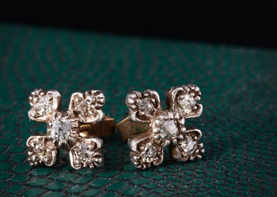 Lot 41 - A pair of silver and paste set cruciform stud earrings