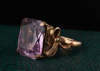Lot 50 - A 9ct gold amethyst dress ring
