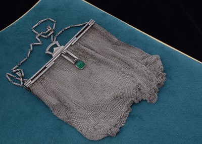 Lot 72 - An art deco white metal continental evening purse