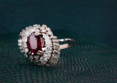 Lot 156 - An 18ct gold ruby and diamond cocktail ring