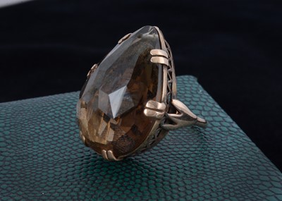 Lot 193 - A large citrine cocktail dress ring