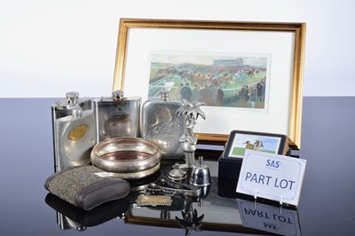 Lot 219 - A modern silver wine bottle coaster and other items