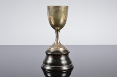 Lot 221 - A George V silver trophy goblet by J.G Ltd on wooden base