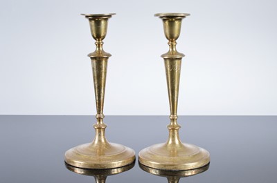 Lot 222 - A pair of late Victorian silver filled candlesticks by HE Ltd