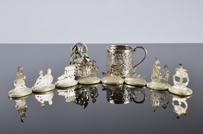Lot 279 - A set of eight Far Eastern name place holders and two other items