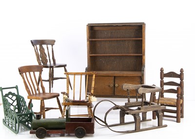 Lot 234 - Four wooden chairs for dolls or Teddy Bears