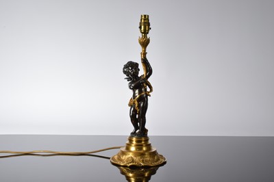 Lot 579 - A nice modern gilt metal and bronzed figure lamp base