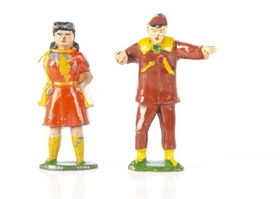 Lot 206 - Timpo hollow-cast lead Mary Marvel and Icky from Captain Marvel circa 1954