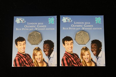 Lot 8 - Two London 2012 Olympic Games Blue Peter 50 pence coins