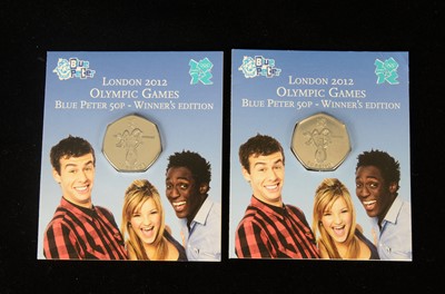 Lot 9 - Two London 2012 Olympic Games Blue Peter 50 pence coins
